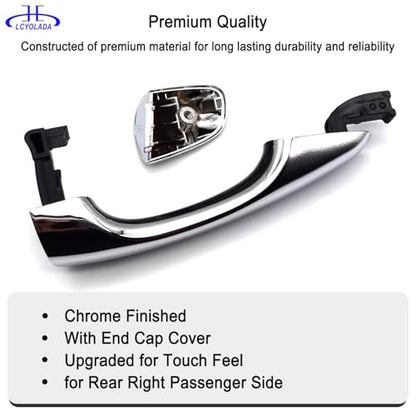 Exterior Door Handle with End Cap Cover - Rear Right Passenger Side Chrome for 2016-2020 Kia Sorento - Replaces 82661-C5010, 83662-C5010 - size: Rear Right