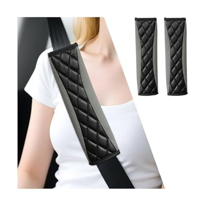 2PCS Car Seat Belt Cover, Soft Comfortable Leather Vehicle Seatbelt Shoulder Pad Cushion, Breathable Automotive Interior Seat Strap Harness Mat, Universal for RV SUV Truck (Gray) - color: Gray