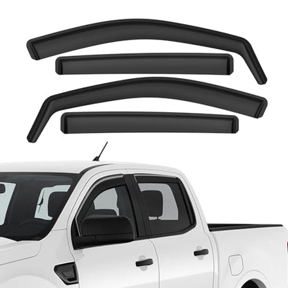 in-Channel Rain Guards Compatible with Ford Ranger SuperCrew 2019 2020 2021 2022 2023, Durable Side Windows Rain Guard, 2019-2023 Ranger Wind Deflectors Black 4Pcs - size: 2019-2023 Ford Ranger SuperCrew (In-Channel)