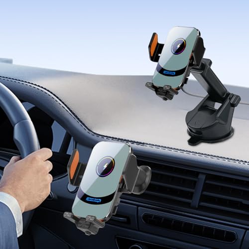 15W Fast Wireless Car Charger, Peltier Cooling Fast Charging Auto-Clamping Car Phone Mount, Anti-Shake Hands Free Car Cell Phone Holder, Universal for iPhone & Samsung Galaxy Series