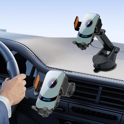 15W Fast Wireless Car Charger, Peltier Cooling Fast Charging Auto-Clamping Car Phone Mount, Anti-Shake Hands Free Car Cell Phone Holder, Universal for iPhone & Samsung Galaxy Series