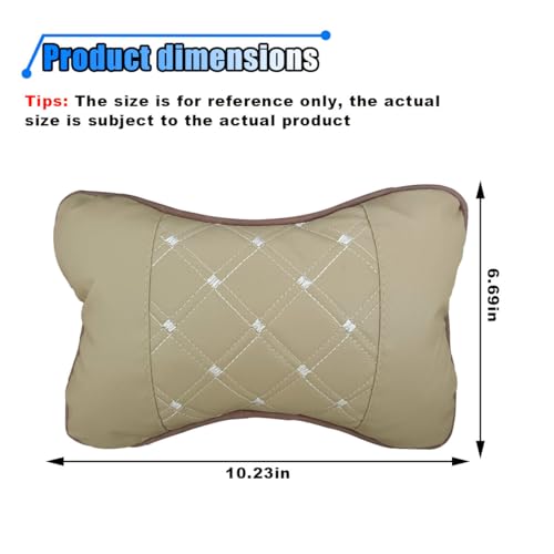 2PCS Car Neck Pillow, Breathable Car Head Neck Rest Cushion, Soft Pillow for Relieving Stiffness, Comfort Car Seat Neck Support Pillow (Beige) - color: Beige