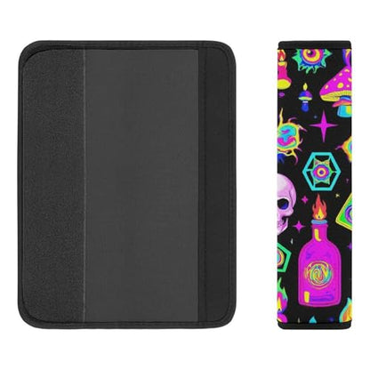 Fashion 2PCS Car Belt Covers, Goth Gothic Skull Mushroom Magic Witch Witchy Protect Your Shoulders Car Safety Seat Belt Strap - color: Color845