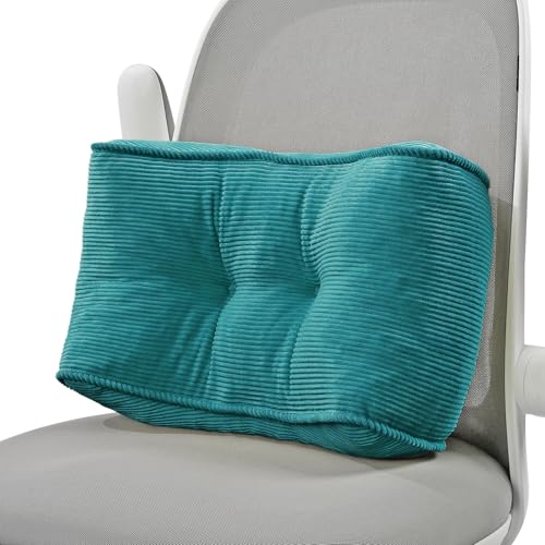 Lumbar Support Pillow for Office Chairs, Bite-Size Natural Latex Foam Back Support Pillow for Lower Back Pain Relief, Soft & Support Corduroy Desk Chair Cushion, M, Blue - color: Blue, size: M (17.5"x10")