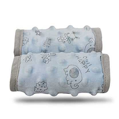 DODO NICI car seat Strap Cover for Baby, seat Belt Cover Cushion, Belt Pads fit Baby Carrier/Pushchair/Stroller, Cozy Peace Dotted Minky, Blue - color: Blue animals
