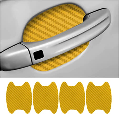 XINLIYA 4PCS Car Door Handle Protector Sticker, Universal Carbon Fiber Anti-Scratches Auto Door Handle Protective Film, Car Door Side Paint Cover Guard Stickers Fit for Most Car Handles (Gold) - color: Gold