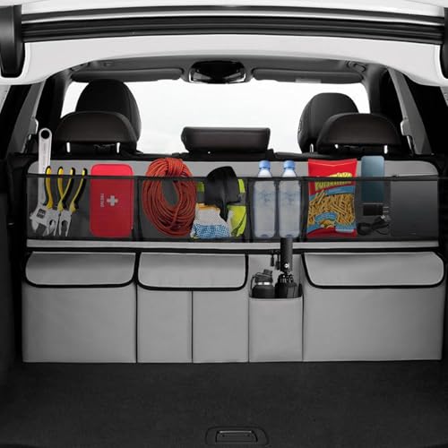 Car Trunk Organizer, LARGE CAPACITY Car Storage Bag with 9 Pockets, 9X Upgraded Trunk Storage Organizer for Car, SUV, Truck, MPV - color: GRAY