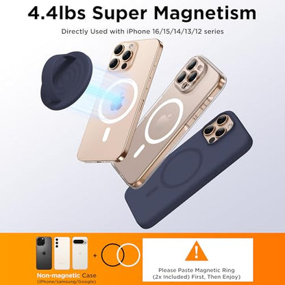 Magnetic Phone Grip Ring Holder, Liquid Silicone Magnet Cell Phone Grip Finger Loop, Compatible with Magsafe, Back of Phone for iPhone 17/16/15/14/13/12 Series, Midnight Blue - color: Midnight Blue