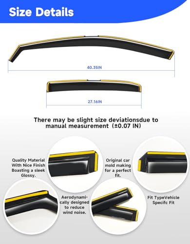 in-Channel Window Rain Guards Fit for Dodge Durango 2011-2026,Extra Durable Visors Vent Visors Window Deflector Vent Shades Car Accessories -4 pcs - size: For 2011-2026 Dodge Durango