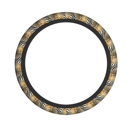 Leopard Zebra Print Steering Wheel Covers Non Slip Neoprene Universal 15 Inch Steering Wheel Protector Car Cover for Men Women - color: Leopard Zebra Print