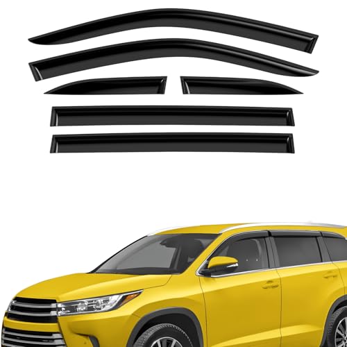Extra Durable Window Deflectors Tape-On Window Visors Rain Guards Fit for Toyota Highlander 2014-2019, Sun Visors, Wind Vent for Shades, Exterior Car Accessories - 6pcs. AG0226 - color: For Highlander 14-19