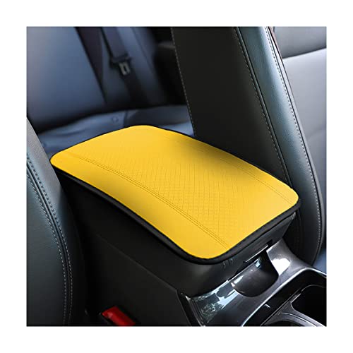 8sanlione Car Armrest Storage Box Mat, Fiber Leather Car Center Console Cover, Car Armrest Seat Box Cover Accessories Interior Protection for Most Vehicle, SUV, Truck, Car (Yellow) - color: Yellow