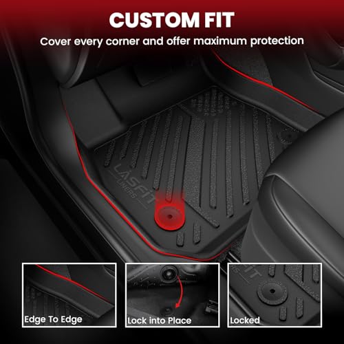 LASFIT Floor Mats & Cargo Mat for Hyundai Sonata 2020-2026 (Only Fit FWD & Gas) / Kia K5 2021-2026 (Only Fit FWD) All Weather TPE Custom Fit Floor Liners for Car Mats Trunk Mats - size: 2)For Hyundai Sonata & Kia K5 | 2020-2026 | FWD
