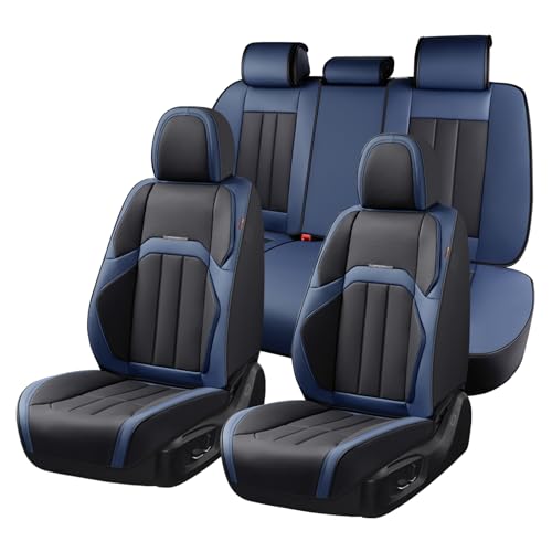 Coverado Car Seat Cover, Cover for Cars Full Seat, Premium Leather, Universal Fit Waterproof Seat Protectors, Car Seat Cushion Non-Slip for Most Cars-BlackBlue - color: BlackBlue, size: FullSet