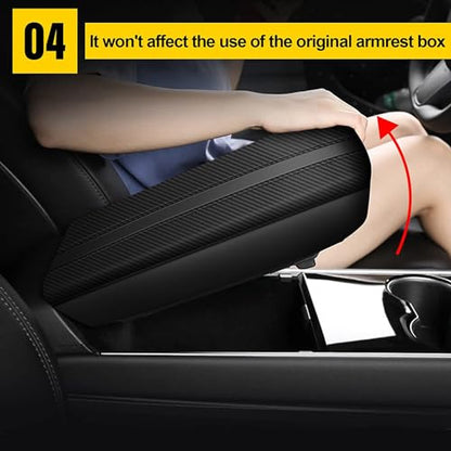 AOMSAZTO Black Carbon Fiber Armrest Heightening Pad for 2011 2012 2013 2014 2015 2016 2017 2018 2019 Ford Explorer - color: Carbon Fiber