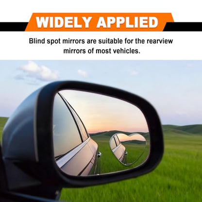 2Pcs Heart Shaped Blind Spot Mirrors for Cars – Convex Rearview, Wide Angle Adjustable Stick for Side Mirror, Car Accessories for Cars, Suvs, Trucks