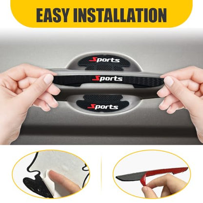 8PCS Car Door Handle Scratch Protectors, Sports Car Door Handle Bowl Sticker, Self-Universal Auto Doors Handles Paint Guard Cover, Doors Handles Cup Protective Film for Cars (Black)