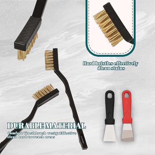 12 Pcs Mini Brass Brush Set, Brass Scratch Brush with Curved Handle, Cleaning Weld Slag and Rust - style: Brass