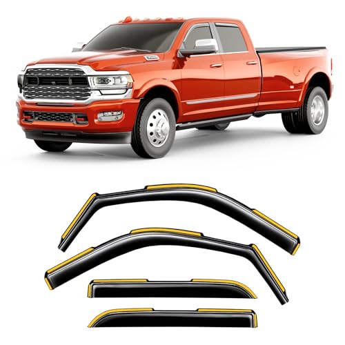 In-Channel Extra Durable Window Rain Guards Fit for Dodge RAM 2500 & 3500 Truck (New Body Style) 2019-2026 Crew Cab Window Deflectors Window Visor Vent Visors Vent Shades Exterior Accessories - size: For 2019-2026 Dodge RAM 2500 3500 Crew Cab