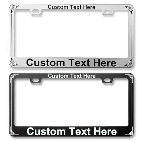 Metal Custom License Plate Frame - Rust-Proof Aluminum Car License Plate Holder for Front or Rear - Automotive Exterior Car Accessories for Women and Men - Including Screws (Silver) - color: Sliver, size: 2 Holes