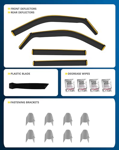 Shatterproof in-Channel Rain Guards for Toyota Tundra CrewMax 2022-2026, Clip-on Window Deflectors Vent Window Visors Rain Sun Wind Guards Shade Deflectors - size: For 2022-2026 Tundra CrewMax