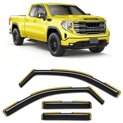 in-Channel Window Rain Guard for Chevy Silverado/GMC Sierra 1500 2019-2026 Double Cab Rain Guards Side Truck Window Visors Vent Visor Low Profile Window Deflectors Vent Shades Car Accessories - size: For 2019-2026 Silverado/Sierra 1500 Double Cab