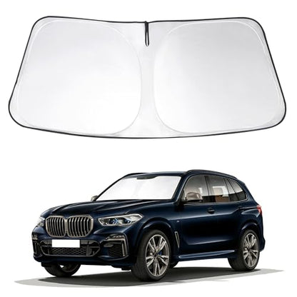 Windshield Sun Shade Custom Fit 2019-2024 2025 2026 BMW X5 Accessories Front Window Shades Foldable Sunshade Sun Visor Protector Blocks Sun Rays - size: For BMW X5 2019-2025