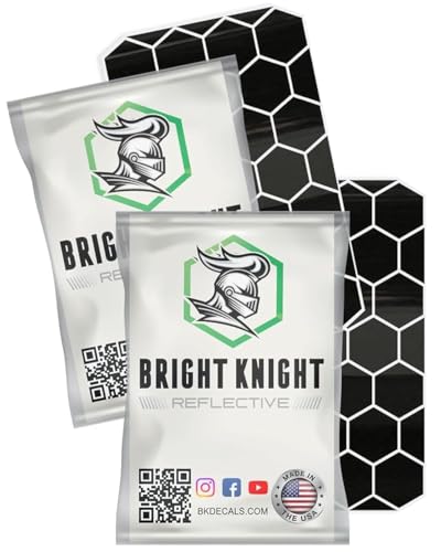 BRIGHT KNIGHT DECALS Hexagon Reflective Stickers for Helmet - Black, Pack of 2, Motorcycle Helmet Stickers, 3M Waterproof Reflective Vinyl Tape for Hard Hats, Cars & Bike Decals for Night Visibility - color: Black, size: 2 pk