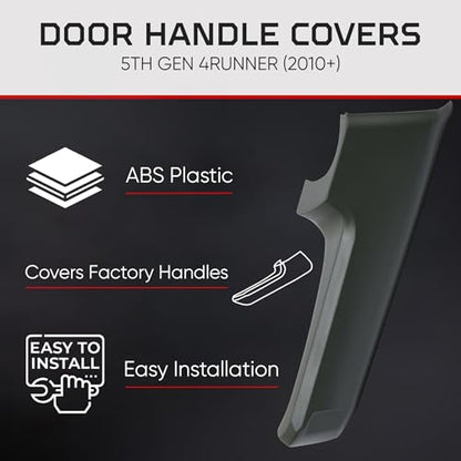AJT DESIGN Door Handle Covers Compatible with Toyota 4Runner 2010+ (5th Gen) | 5th gen 4runner Chrome Delete | ABS Plastic Front & Back Interior Car Door Handle Cover| Made in USA | Army Green - color: Army Green