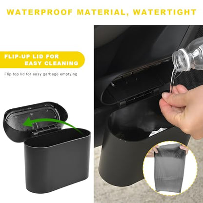 Car Trash Can Bin with Lid, Mini Portable Auto Garbage Can with 15Pcs Trash Bags, Waterproof Leakproof Small Garbage Organizer, Car Dustbin for Vehicle, Home, Office (Black) - color: Black
