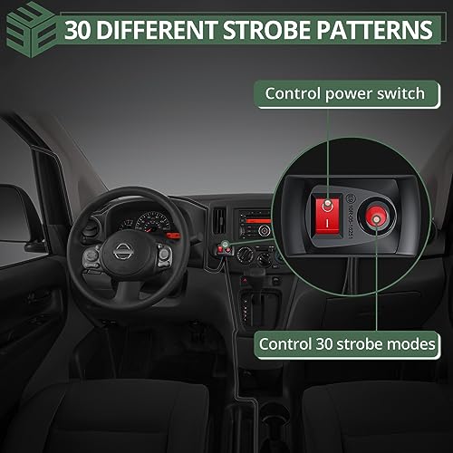 EYPINS LED Surface Mount Strobe Lights Kit,White Amber Flashing Car Truck Strobe Light,8pcs Surface Mount Emergency Warning Flashing Strobe Lights,30 Strobe Mode,Memory Function,12V,24V,Waterproof