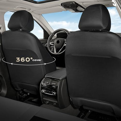 Coverado Car Seat Covers Front Seats, Luxury Leather Car Seat Covers, Automotive Mesh Seat Covers 2 Pack, Airbag-Compatible, Black Gray Seat Covers for SUV Sedan Truck - color: Grey&Black, size: Frontpair