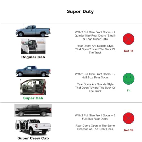 94522 Side window Visor Wind Deflector,4pcs Out-Channel Tape On Dark Smoke Nice Sun Rain Guards fit for Ford F250/F350/F450 99-16 Super Duty Super/Extended cab Only - size: F250 out-channel Super/Extended cab