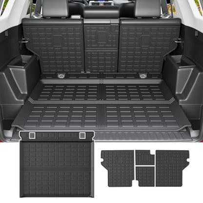 powoq Cargo Mat Compatible with 2010-2024 Toyota 4Runner Back Seat Protector Replacement for 2010-2024 Toyota 4Runner 5 Seater Accessories (Fit W/O Sliding Tray, Rear Backrest Mats+Rear Trunk Mat) - size: Compatible with Toyota 4Runner | 2010-2024