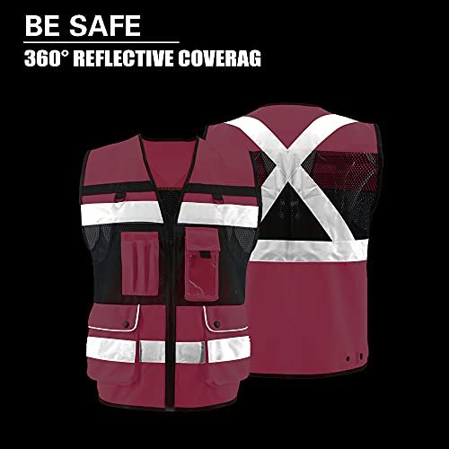 Safety Vest High Visibility Reflective Construction Vest for Men Women - color: Pink, size: X-Large