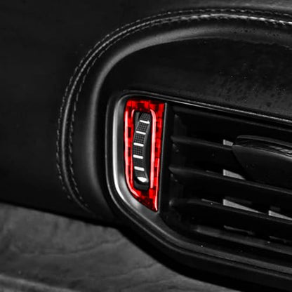 Real Red Carbon Fiber Car Dashboard Side AC Vent Outlet Rotary Control Sticker Auto Interior Trim Compatible with Ford Explorer(U625) XLT/Limited/ST/Platinum/Platinum Hybrid 2020 2021 2022 2023 - color: Dash Side Ac Vent Control