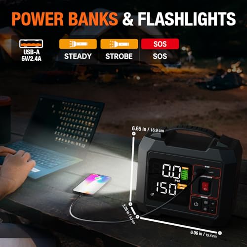 Portable Heavy-Duty Tire Inflator for Pickup Truck,RV, 300PSI Air Compressor, 9X Faster Inflator with 3.7 inch Digital Gauge. 5 Safety Protections and Cooling System for Truck, SUV, Compact Cars