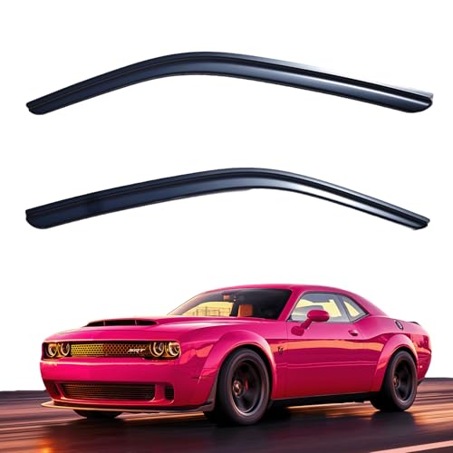 Window Visors Rain Guards fits 2008-2023 Dodge Challenger, Out-Channel Side Window Wind Deflectors Vent Shades Accessories, Dark Smoke 2 Pcs - size: 2008-2023 Dodge Challenger