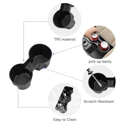smabee Center Console Cup Holder Insert for Chevy Equinox 2025 2026 TPE Drinks Holder Box Organizer Car Interior Accessories Black - size: Center Console Cup Holder