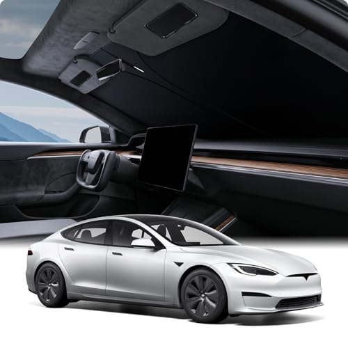 BASENOR 2026-2021 Tesla Model S Windshield Sunshade [Proprietary Design] [UV Protection] Foldable Heat Insulation Sun Shade Front Window Cover for Model S Accessories - size: Model S