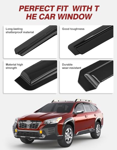 Outside-Mount Window Rain Guards Fit for 2020 2021 2022 2023 2024 2025 Subaru Outback, Extra Durable Window Visors Wind Deflector Dark Smoke Vent Shades Car Tape-on 4-pcs with Thicker - size: Fit for 2020-2025 Subaru Outback