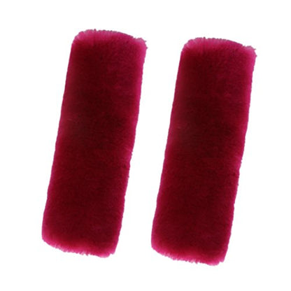 U&M 2 Pack Genuine Sheepskin Auto Seat Belt Cover for Adult Youth Kid Toddlers -Soft Warm Car, Truck, SUV, Camera Backpack Strap Shoulder Pad Wool Fluffy - color: rose red