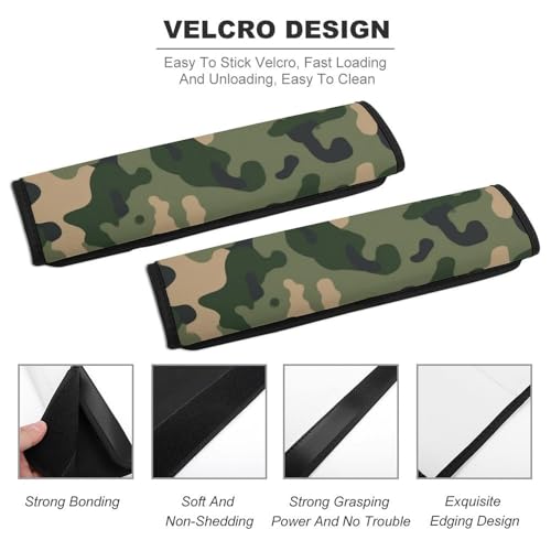 Fashion Car Seat Belt Covers Soft Cushion Pad Car Shoulder Strap Harness Pad Green Camouflage Army Camo - color: Color360