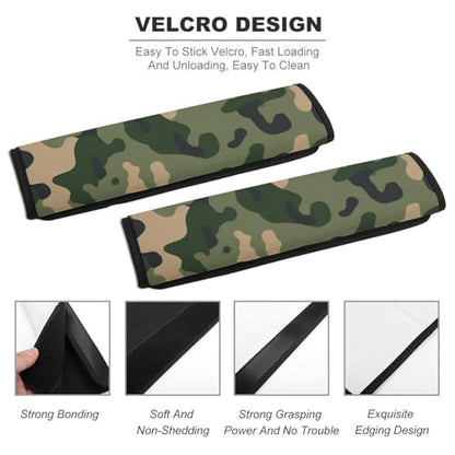 Fashion Car Seat Belt Covers Soft Cushion Pad Car Shoulder Strap Harness Pad Green Camouflage Army Camo - color: Color360