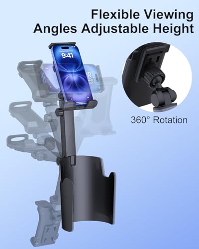 Vitog 2-in-1 Phone Holders for Your Car, Universal Cup Holder Phone Holder with 360° Rotation & Long Arm Mount, Car Phone Holder Compatible with iPhone, Samsung, All 4.0-14.0" Phones & Tablets