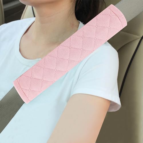 Amooca Automotive Seat Belt Cover Soft Suede Universal Fit Seatbelt Shoulder Pad Neck Protector Cushions for SUV Trucks Airplane Backpack 2 Pack Pink - color: Pink