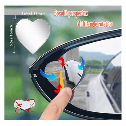2 Pcs Cars Heart Shaped Blind Spot Mirrors Car,Heart Shaped Wide Angle Convex Rearview Side Mirrors for Enhanced Safety,Car Accessories for Cars Suvs and Trucks