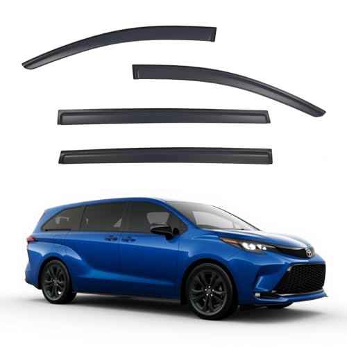 Window Visors Rain Guards Compatible with 2021-2026 Toyota Sienna, Side Window Wind Deflectors Vent Shades Out-Channel Accessories, Dark Smoke 4 Pcs, 2022 2023 2024 2025 - size: 2021-2026 Toyota Sienna