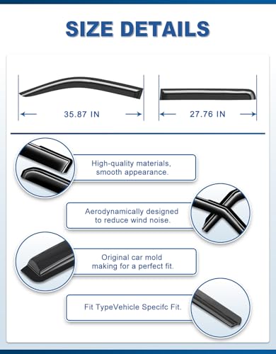 Out-Channel Window Rain Guards Fit for Nissan Frontier 2005-2021 Crew Cab, Extra Durable Window Visors Vent Visors Vent Shades Wind Deflector Dark Smoke Car Tape-on with Thicker 4PCS - size: Fit for 2005-2021 Nissan Frontier Crew Cab