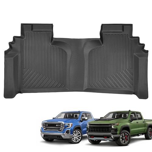 CAT® JustFit™ 3D Custom Fit Bench Floor Mat for 2019-2026 Chevrolet Silverado 1500/GMC Sierra 1500 & 2020-2026 Chevy Silverado/GMC Sierra 2500HD/3500HD Crew Cab Rear Floor Liner Laser Measured - style: Chevy Silverado (2019–2026) / GMC Sierra (2020–2026)